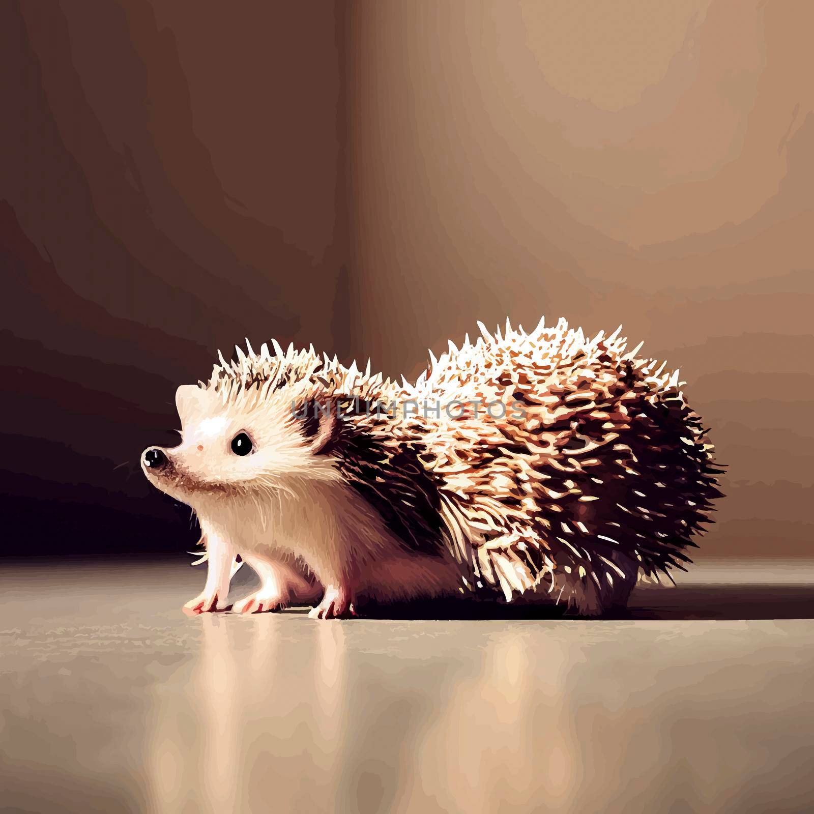 animated illustration of a cute hedgehog, animated baby hedgehog portrait.