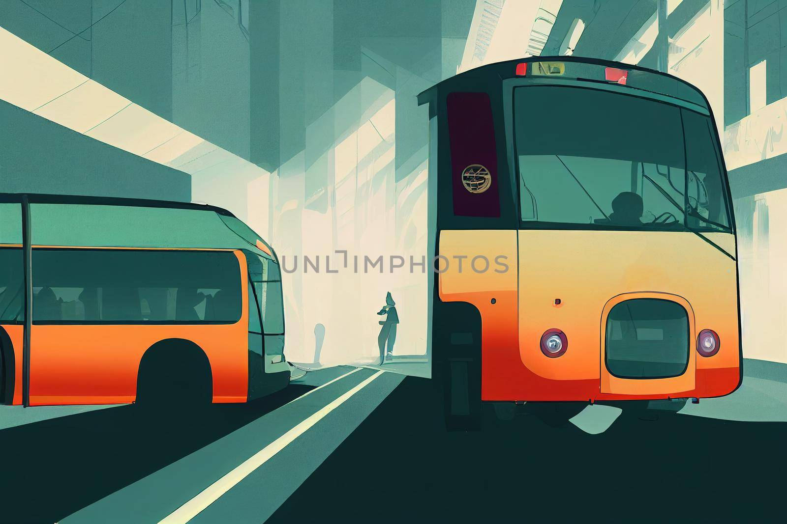 Bus Drivers, Transit and Intercity ,Anime style illustration V1 High quality 2d illustration