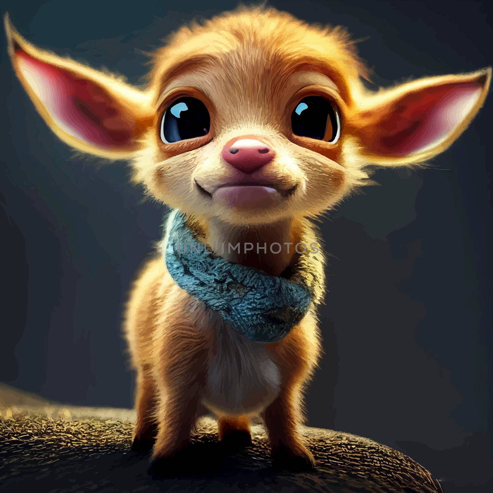animated illustration of a cute scarf, animated baby scarf portrait.
