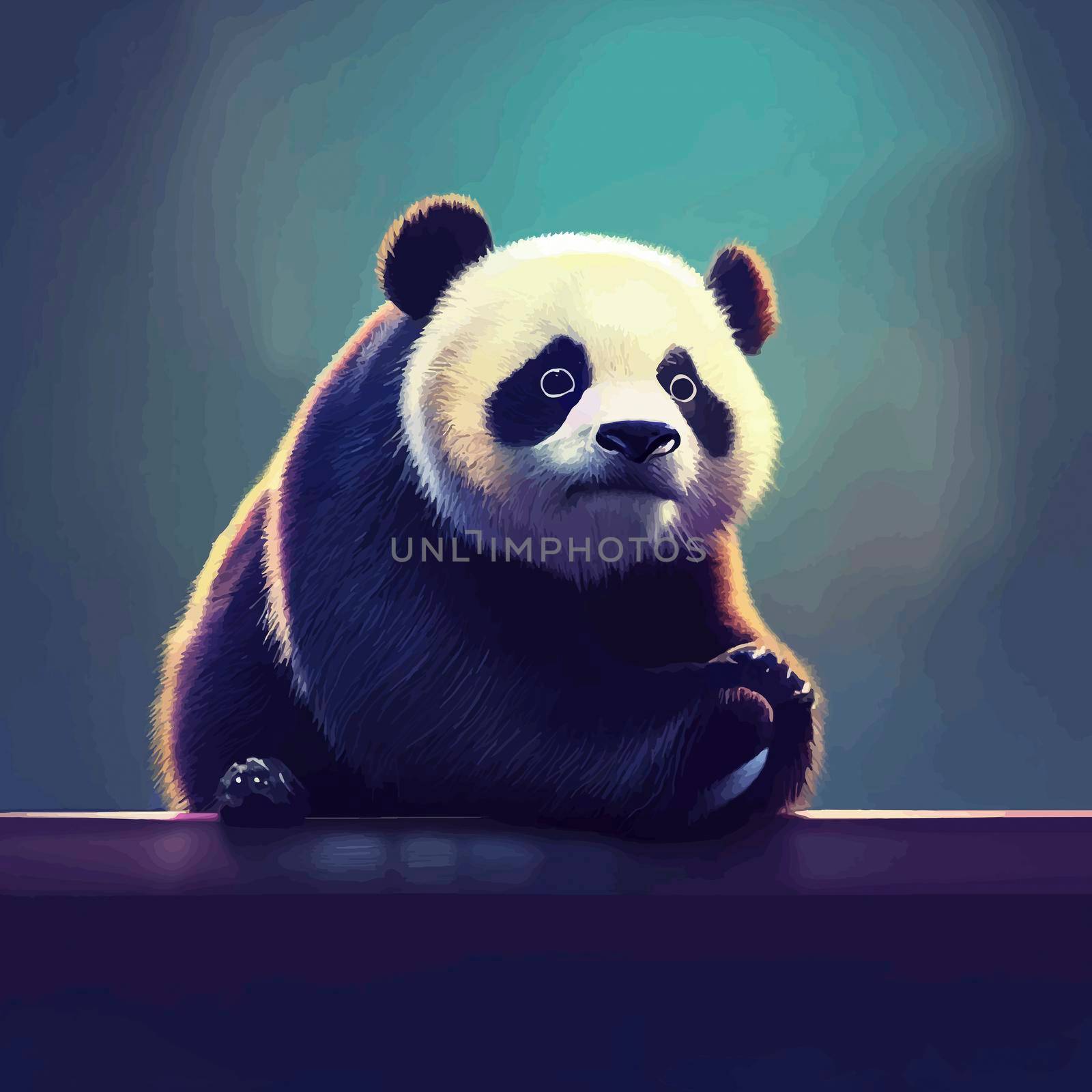 animated illustration of a cute panda, animated baby panda portrait by JpRamos