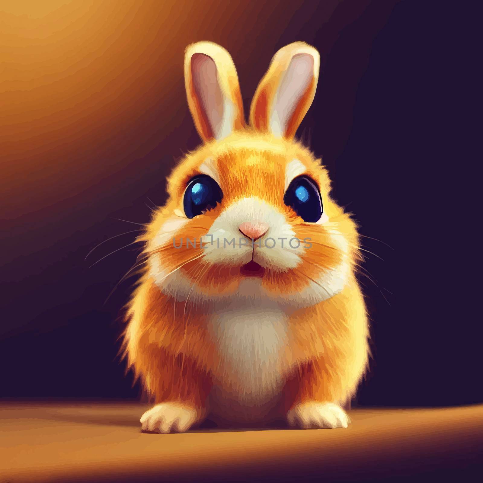 animated illustration of a cute rabbit, animated baby rabbit portrait.