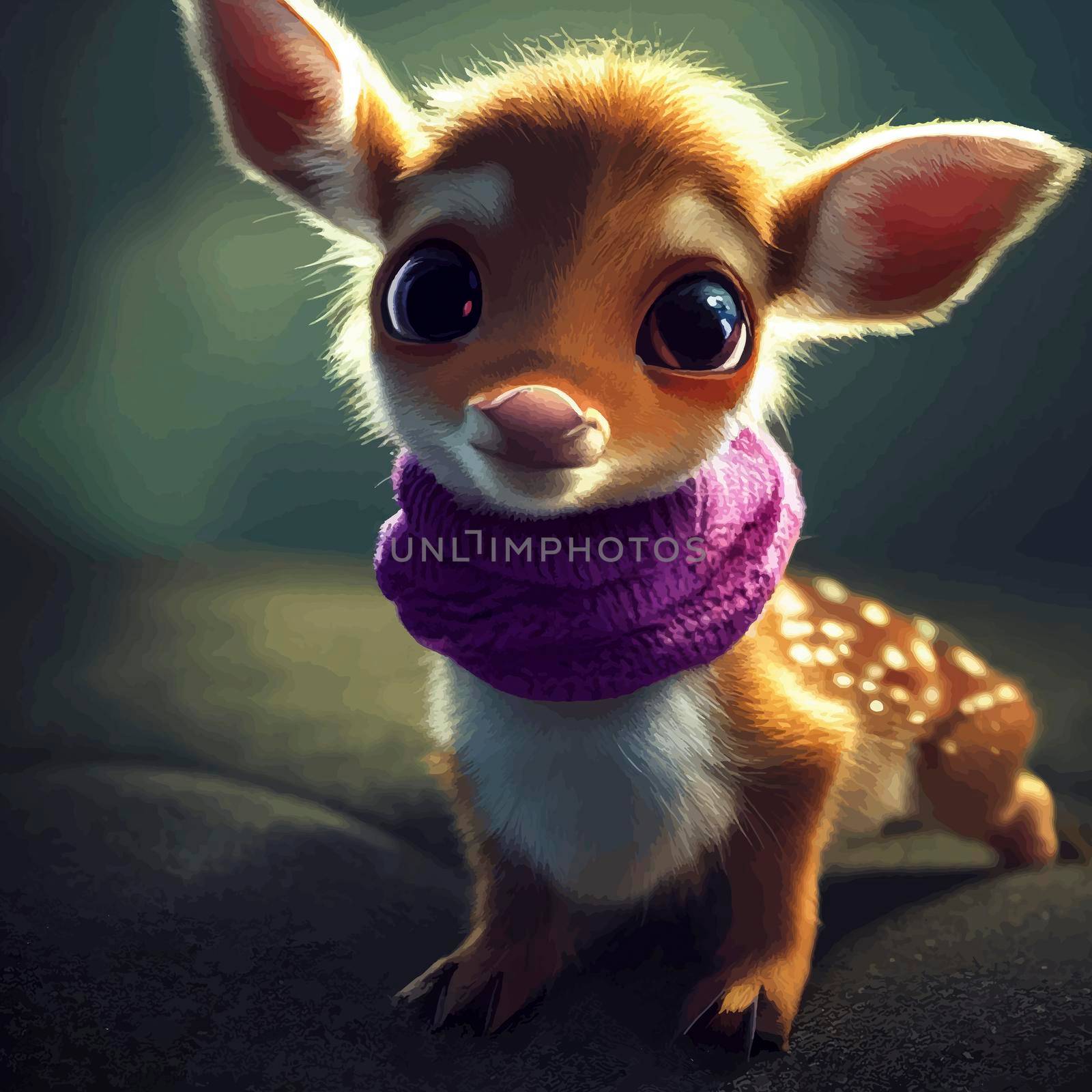 animated illustration of a cute scarf, animated baby scarf portrait by JpRamos