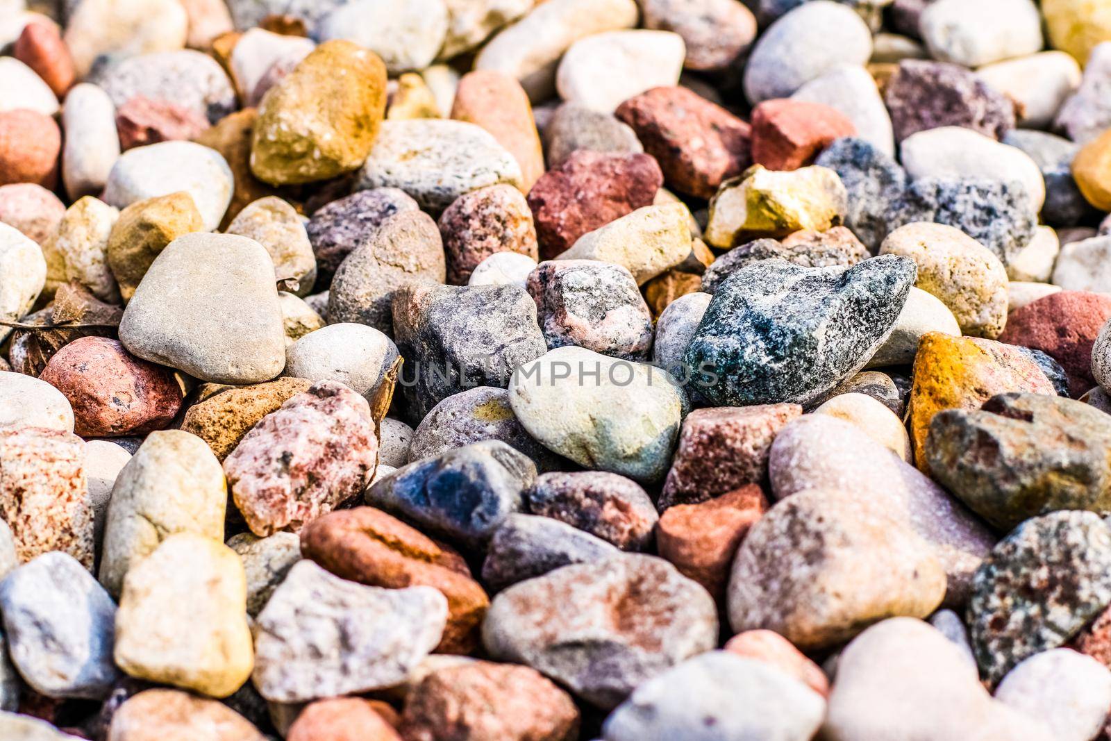 Landscape architecture, interior design and nature elements concept - Stone pebbles background texture, landscape architecture