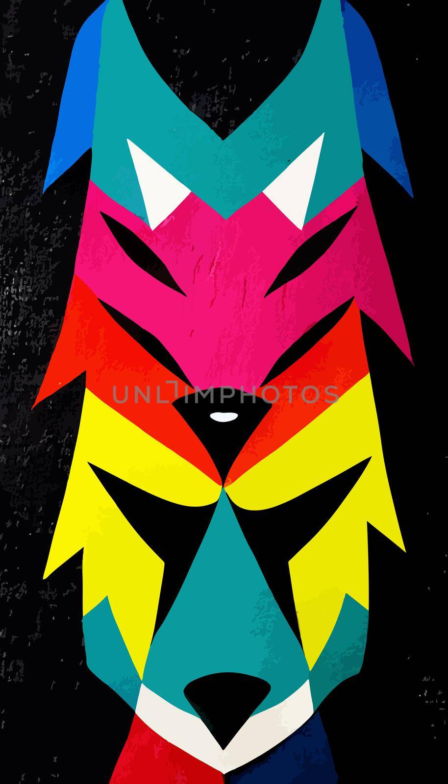 colorful wolf head with cool isolated pop art style backround. WPAP style by JpRamos