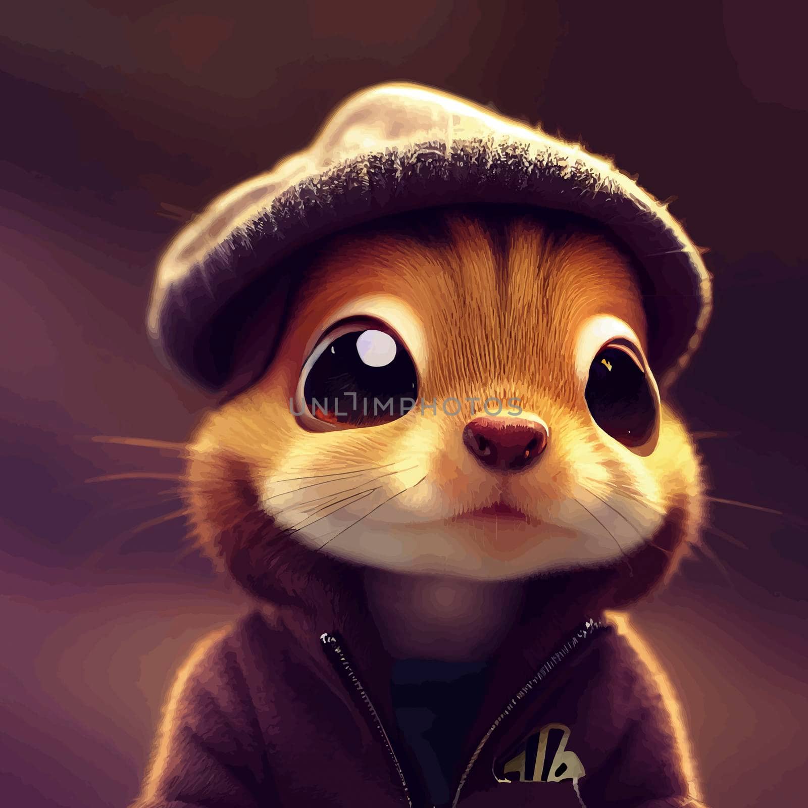 animated illustration of a cute squirrel, animated squirrel portrait by JpRamos