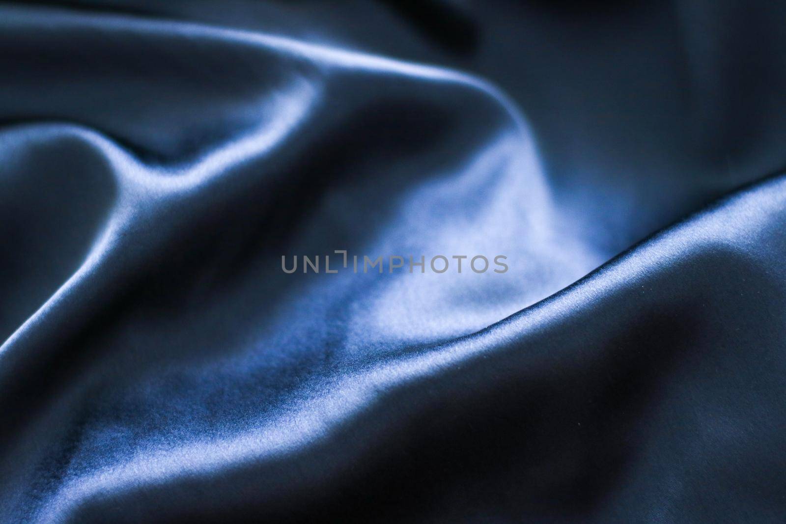 Fashion brand, elegant fabric and luxe beauty concept - Luxury dark blue soft silk flatlay background texture, holiday glamour abstract backdrop