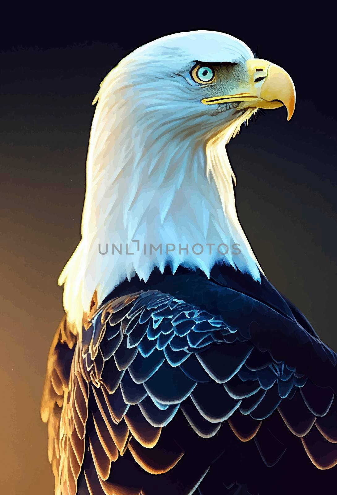 realistic illustration of American eagle, portrait of american eagle.