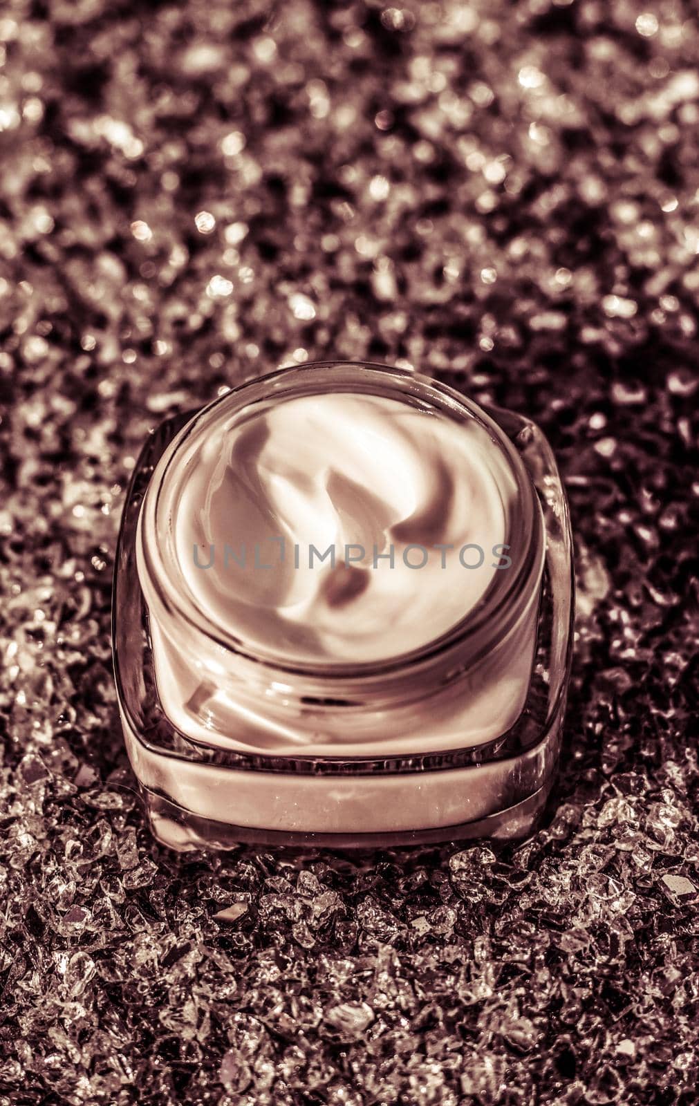 Cosmetic branding, sunscreen spf and facial care concept - Luxury face cream for healthy skin on shiny glitter sunlight background, moisturizing cosmetics and natural skincare beauty brand product