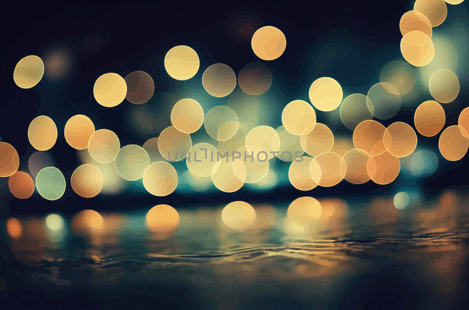 illustration of Bokeh and Large Colorful Circle Lights. Background of bright lights out of focus