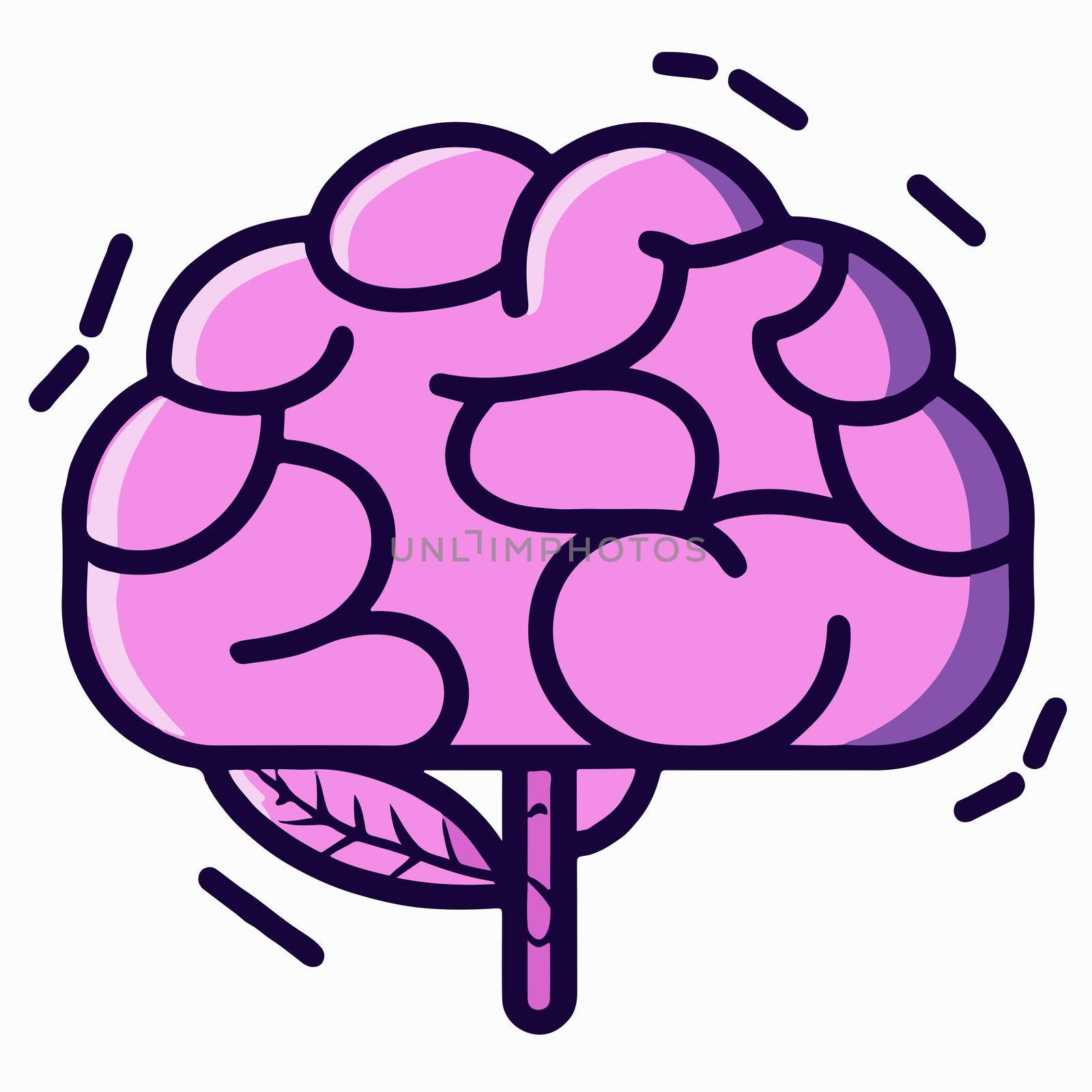cartoon illustration of human brain.