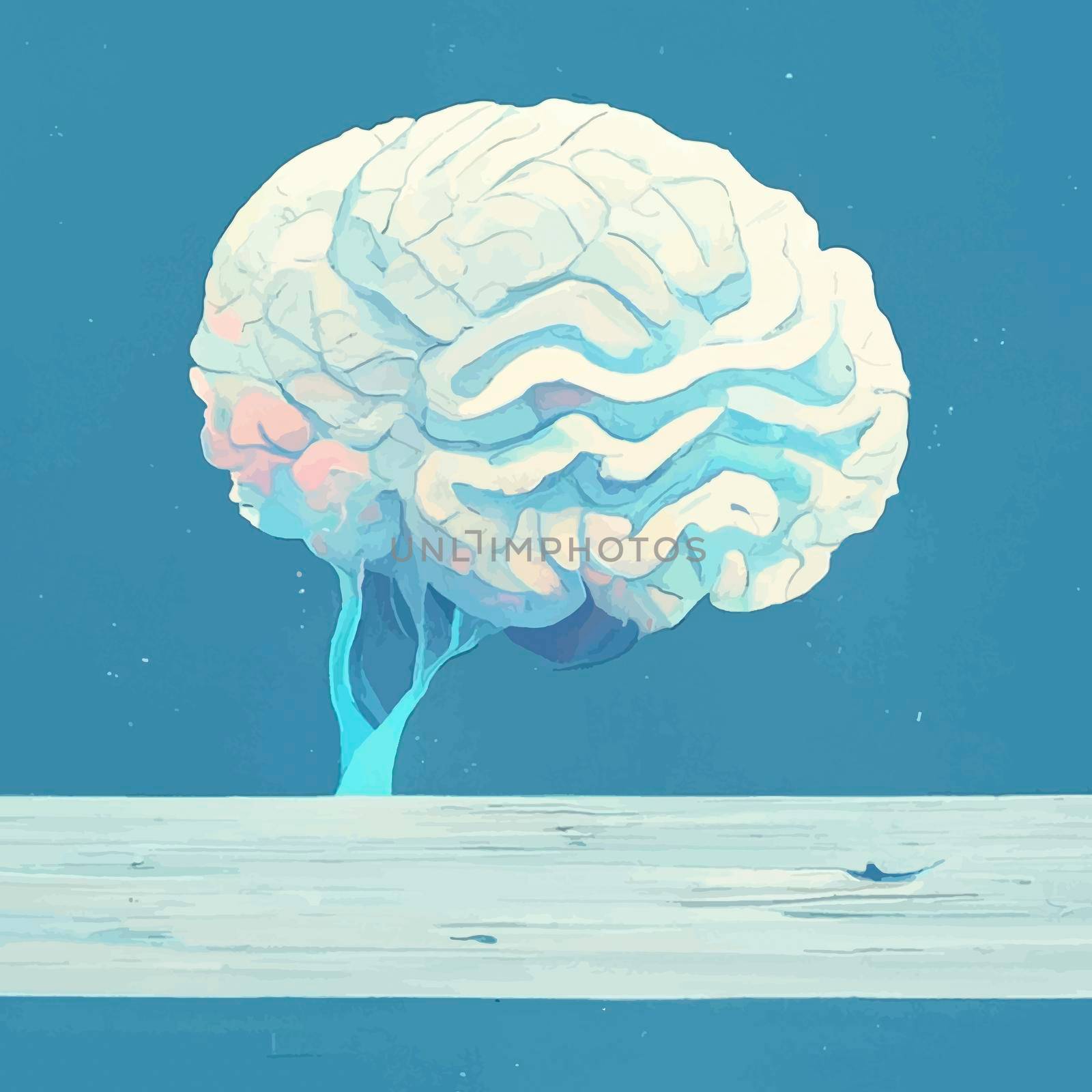 illustration of the human brain. blue 2d illustration of the human brain by JpRamos
