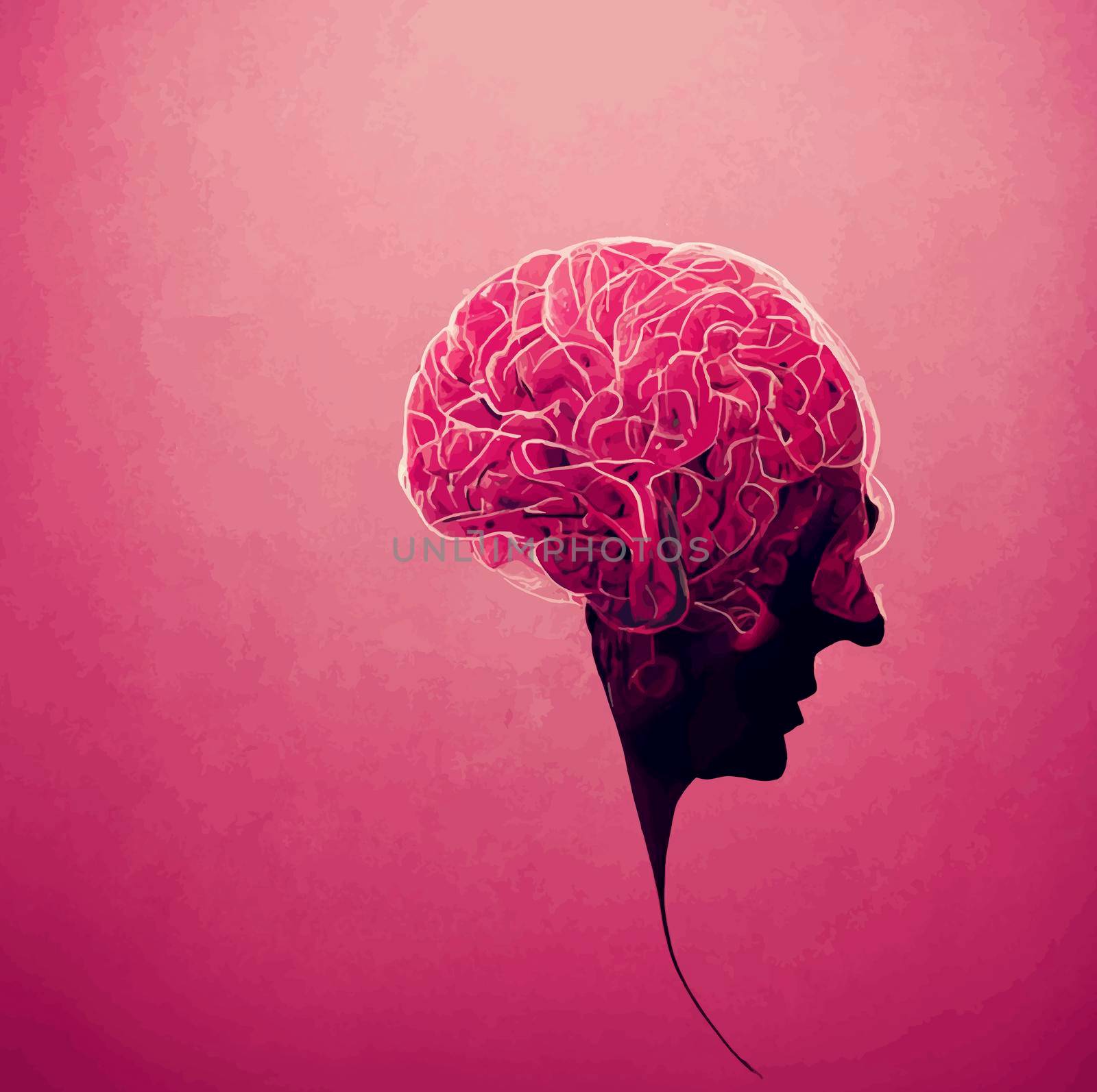 illustration of the human brain. pink 2d illustration of the human brain by JpRamos
