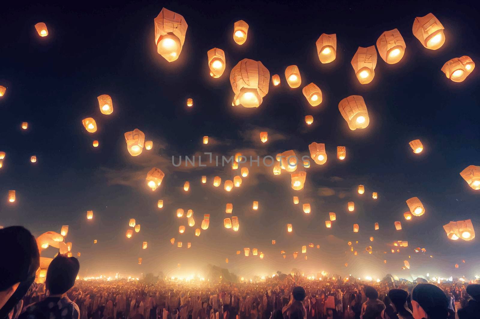 CHIANG MAI LANTERN FESTIVAL, flashlights in the air. cantoya balloons. by JpRamos