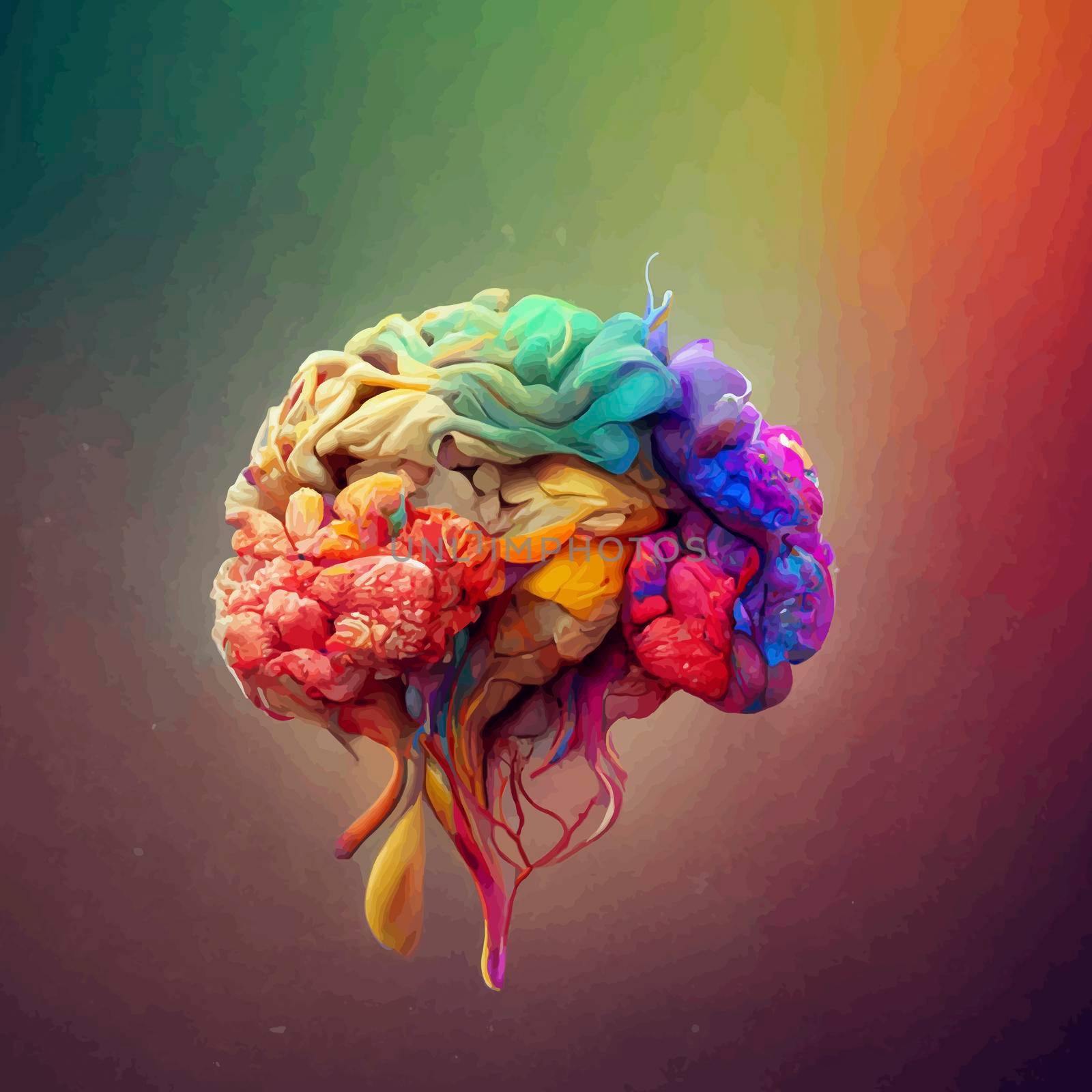 Colorful illustration of the human brain. detailed 2d illustration of the human brain. parts of the brain. by JpRamos