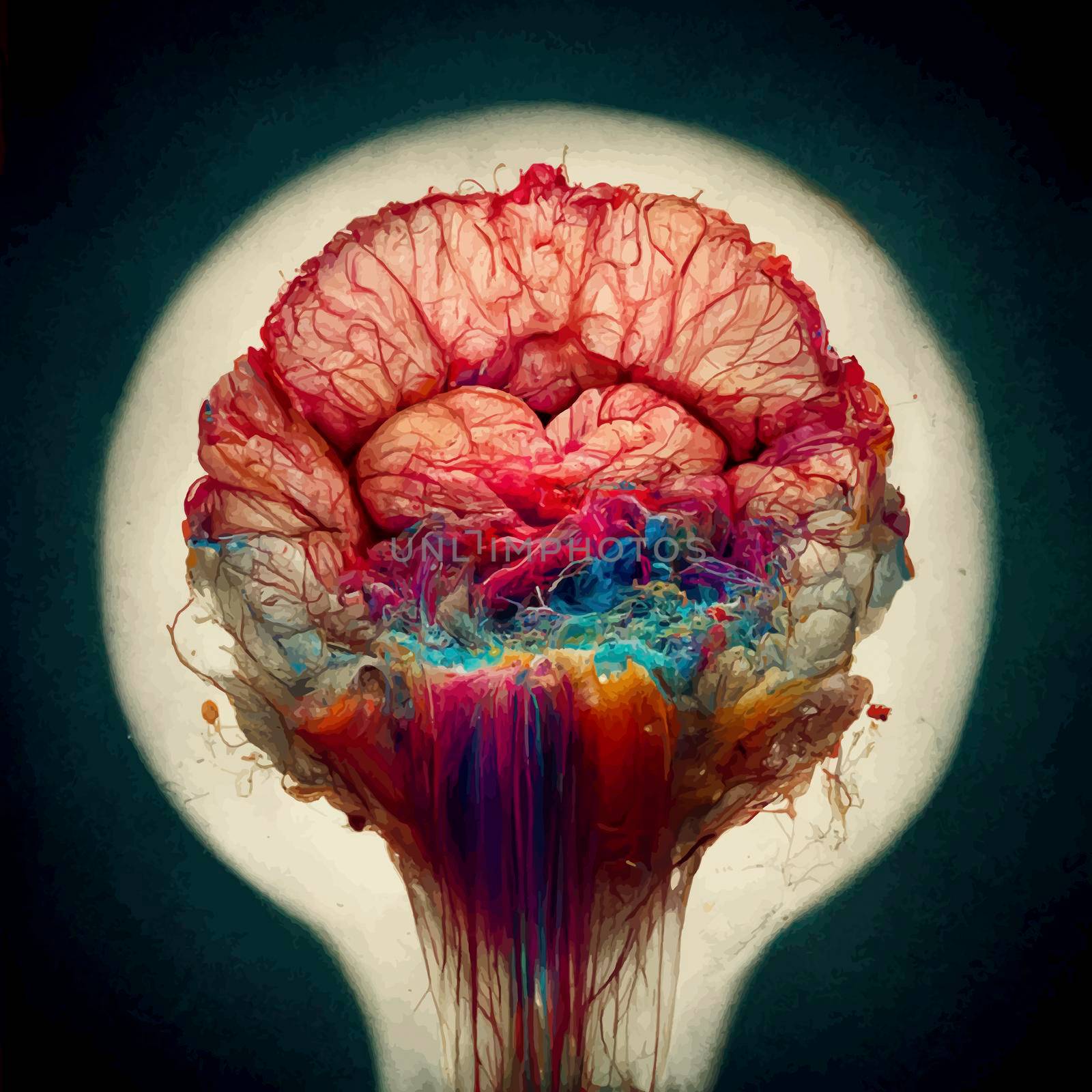 realistic illustration of the human brain. parts of the brain. by JpRamos