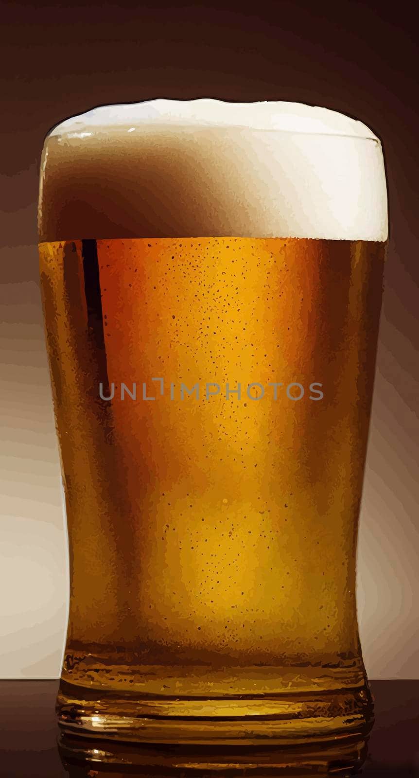 illustration of a mug of cold beer on a wooden table by JpRamos