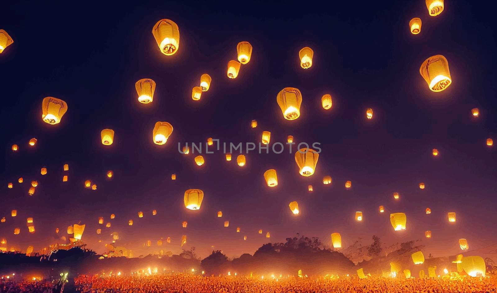 CHIANG MAI LANTERN FESTIVAL, flashlights in the air. cantoya balloons. by JpRamos