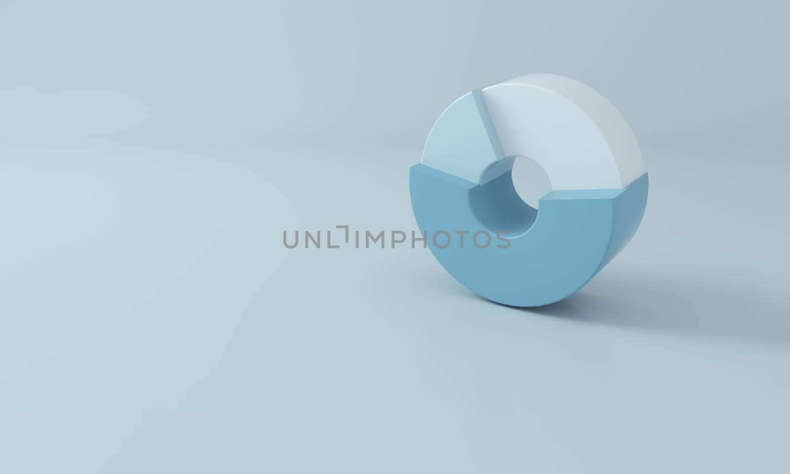 Blue circle data graph on blue background, graphic interface data analysis. 3d rendering.