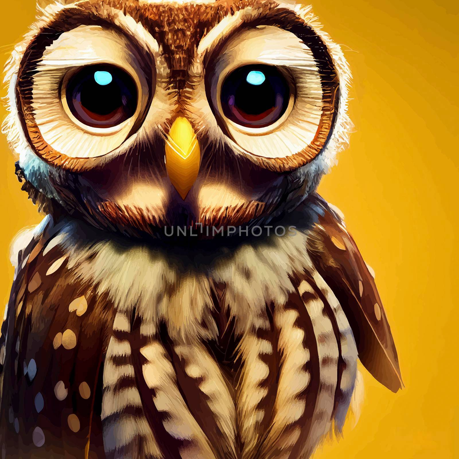 animated illustration of a cute owl, animated owl portrait by JpRamos