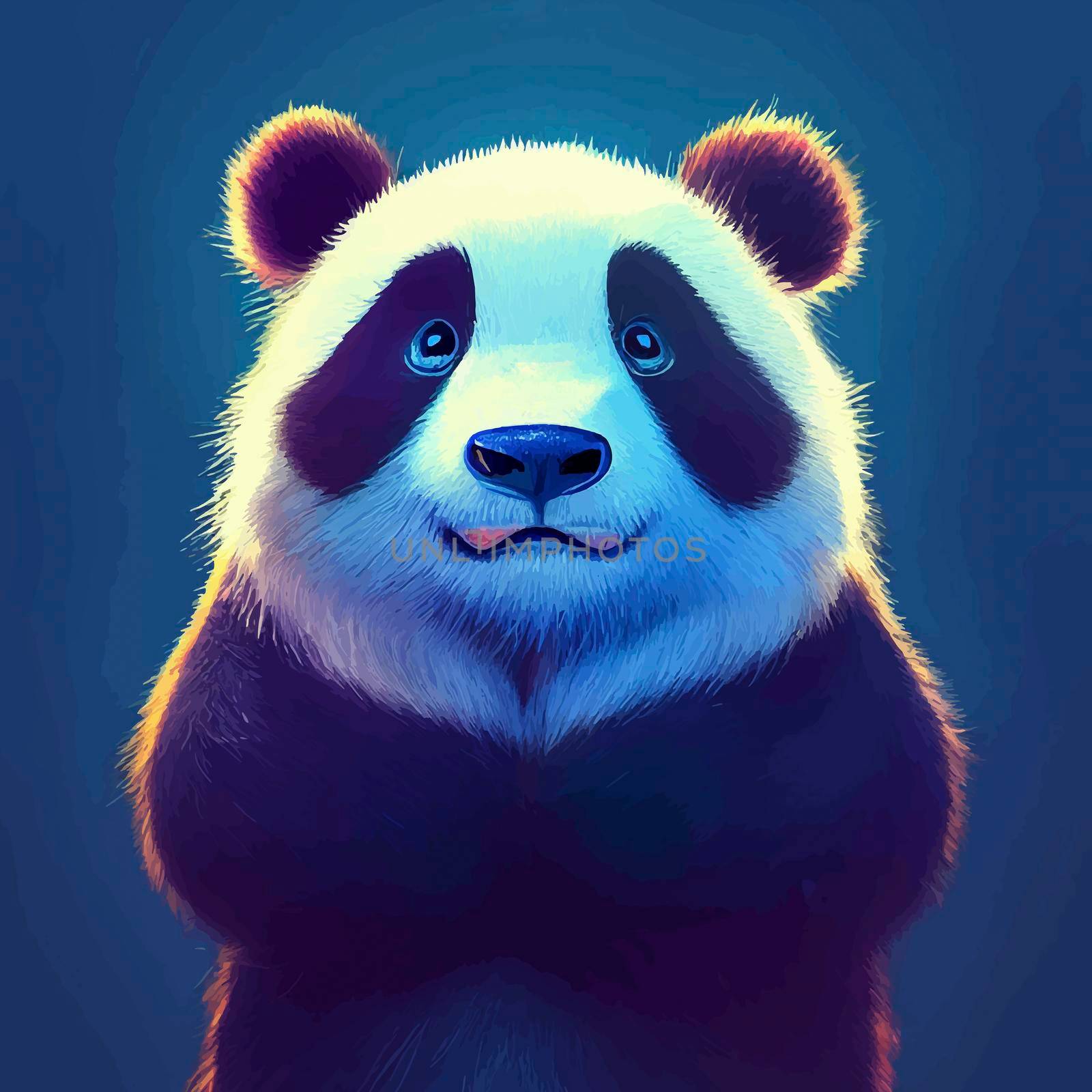 animated illustration of a cute panda, animated baby panda portrait by JpRamos