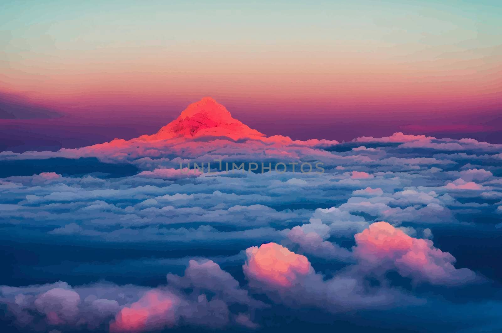 Illustration of the cloudy blue sky. Beautiful sky and clouds.