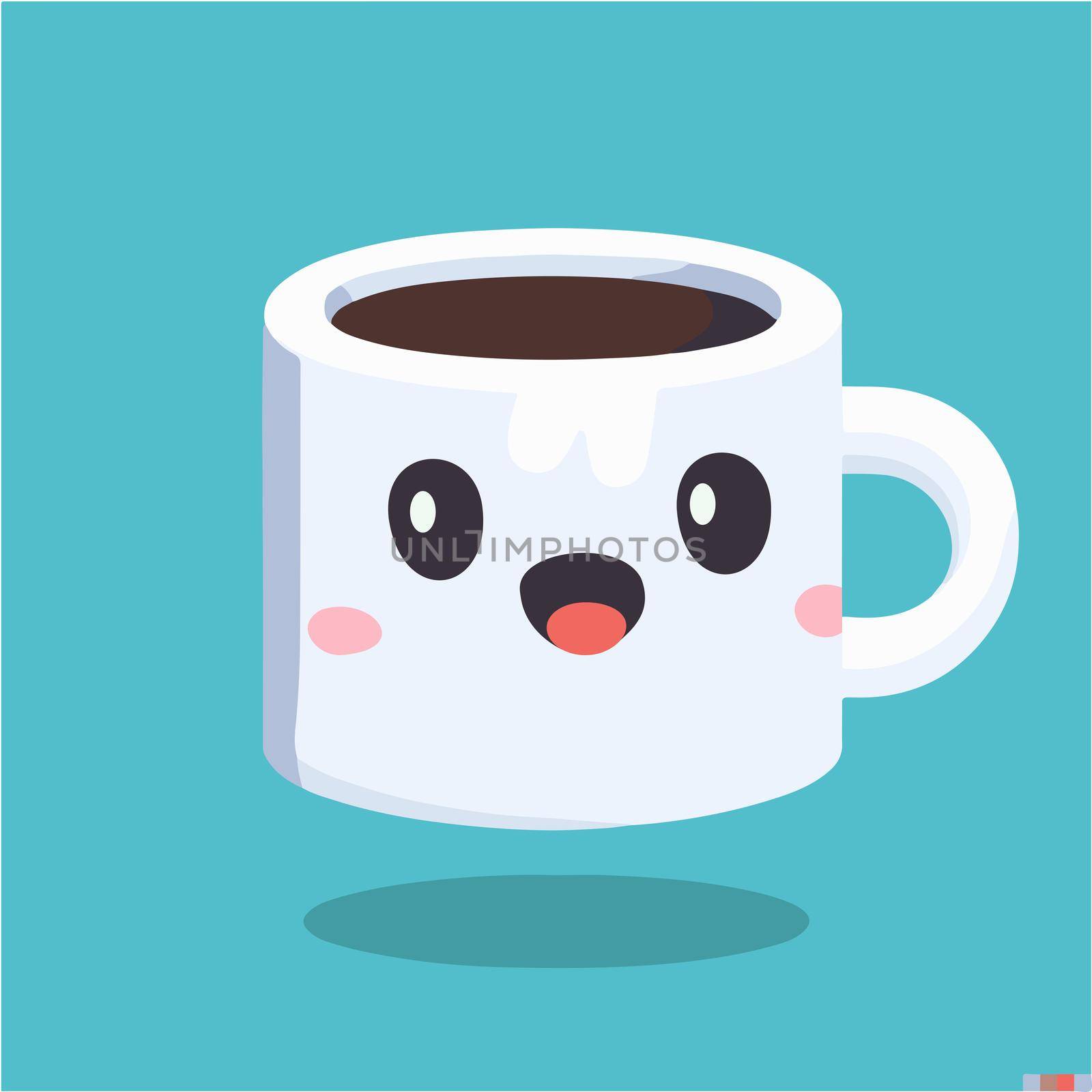 cute coffe cup illustration. coffe cup kawaii by JpRamos