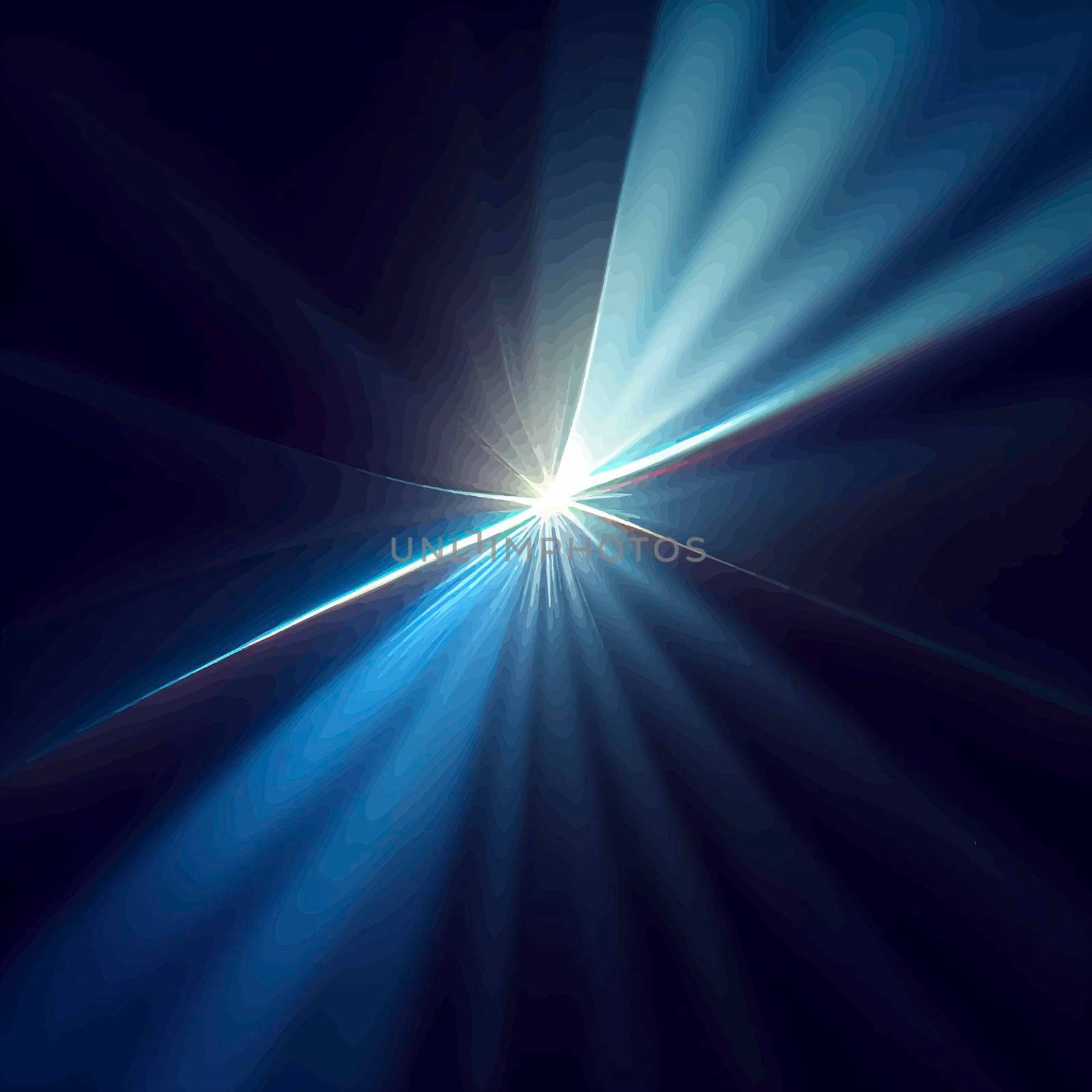 blue Light Lens flare on black background. Lens flare with bright light isolated with a black background.