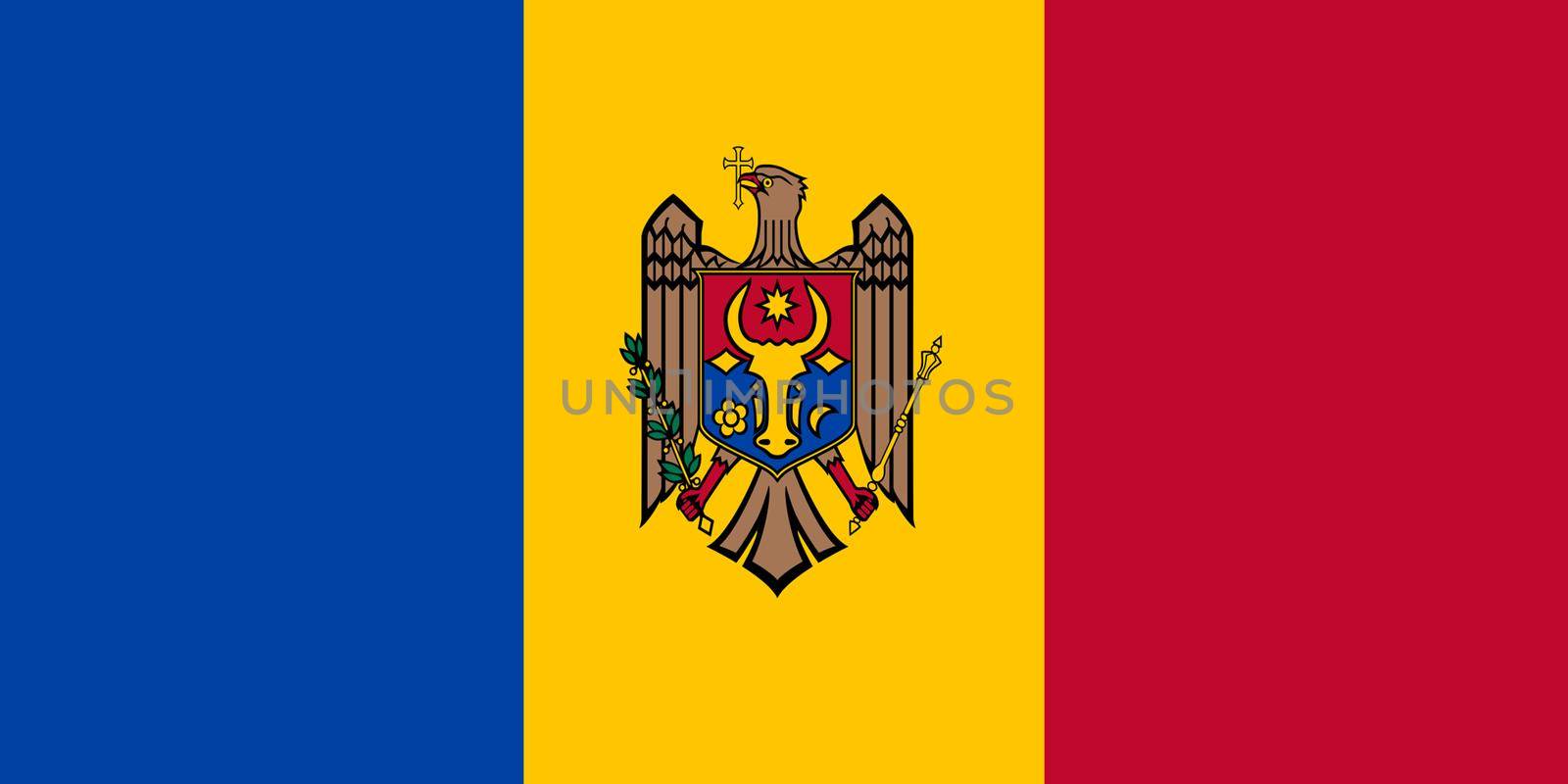 A Moldova flag background illustration blue yellow red crest