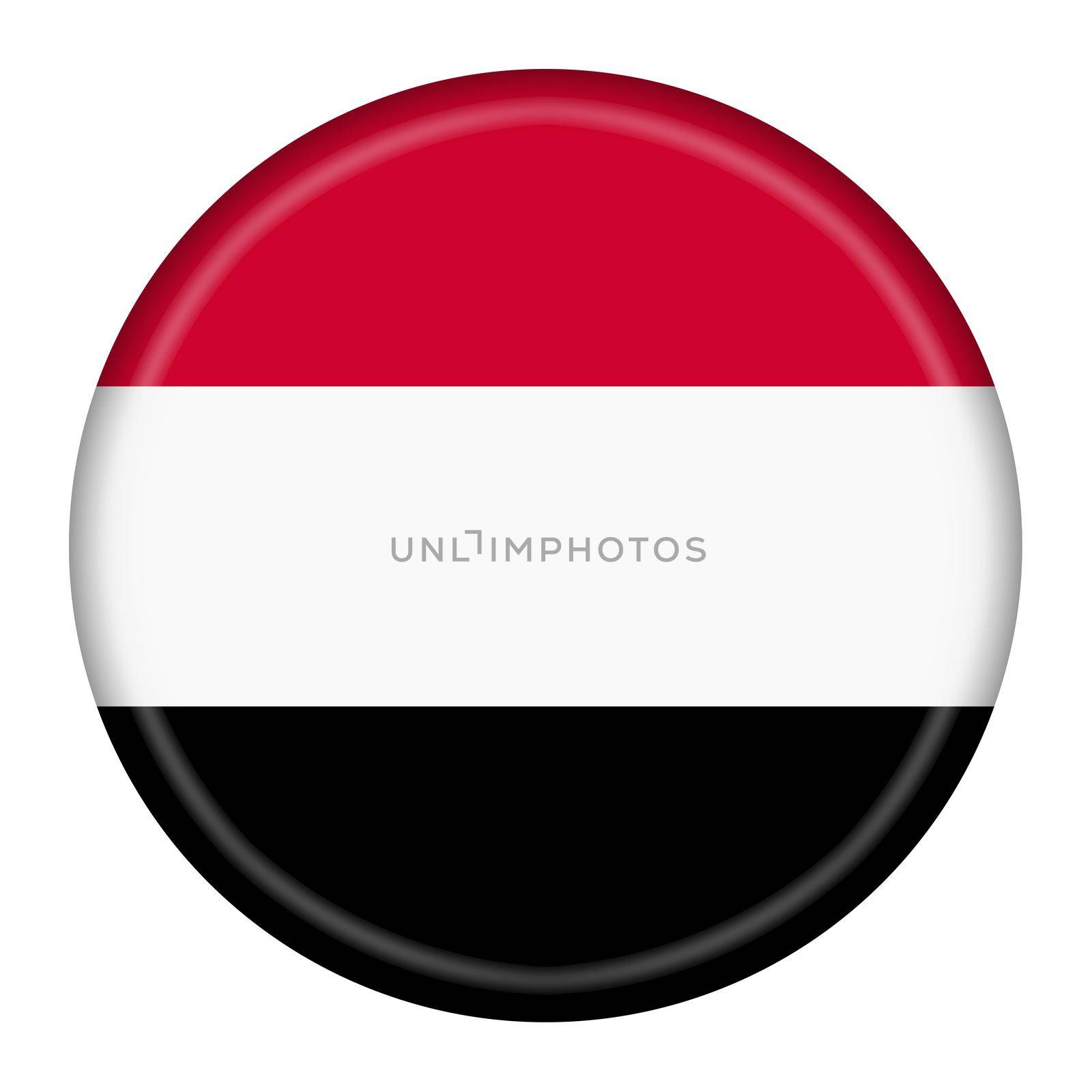 A Yemen flag button 3d illustration with clipping path