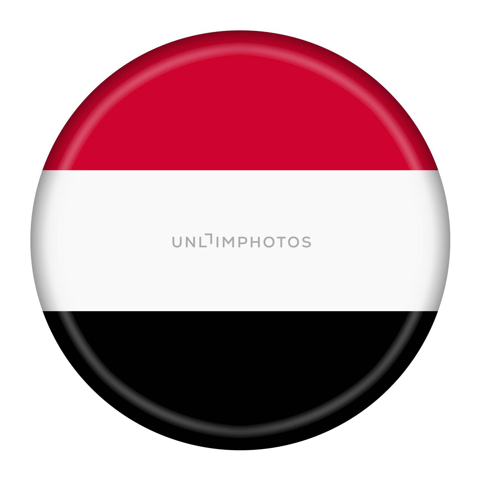 A Yemen flag button 3d illustration with clipping path