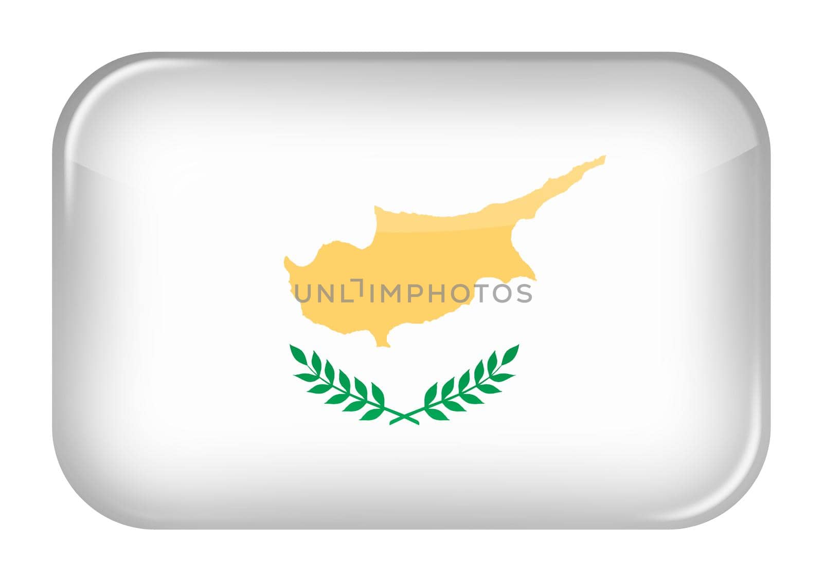 A Cyprus web icon rectangle button with clipping path 3d illustration