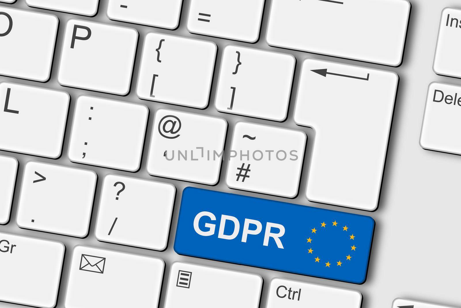 A GDPR concept PC computer keyboard 3d illustration