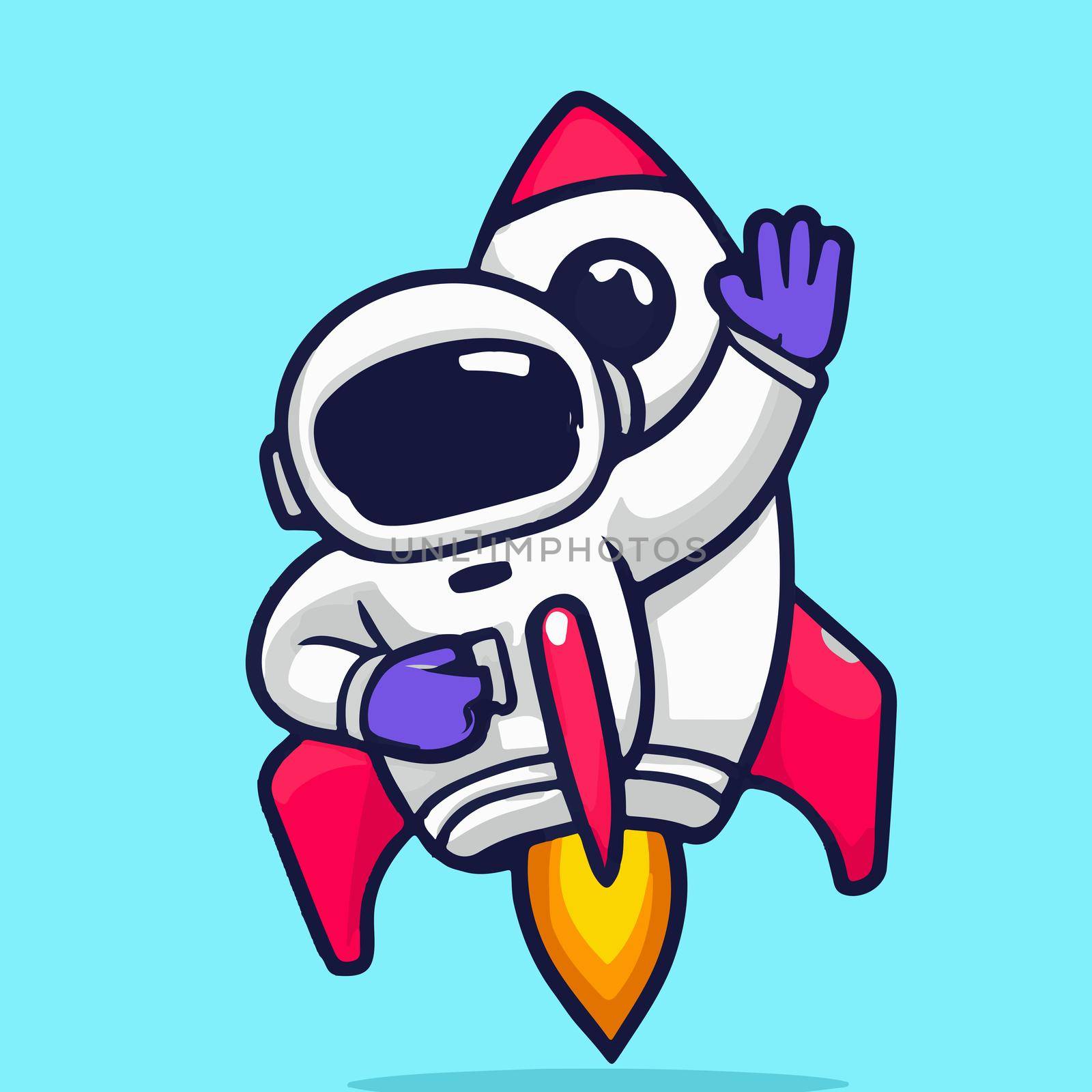 Cartoon illustration of astronaut in his spaceship. cute astronaut animated by JpRamos