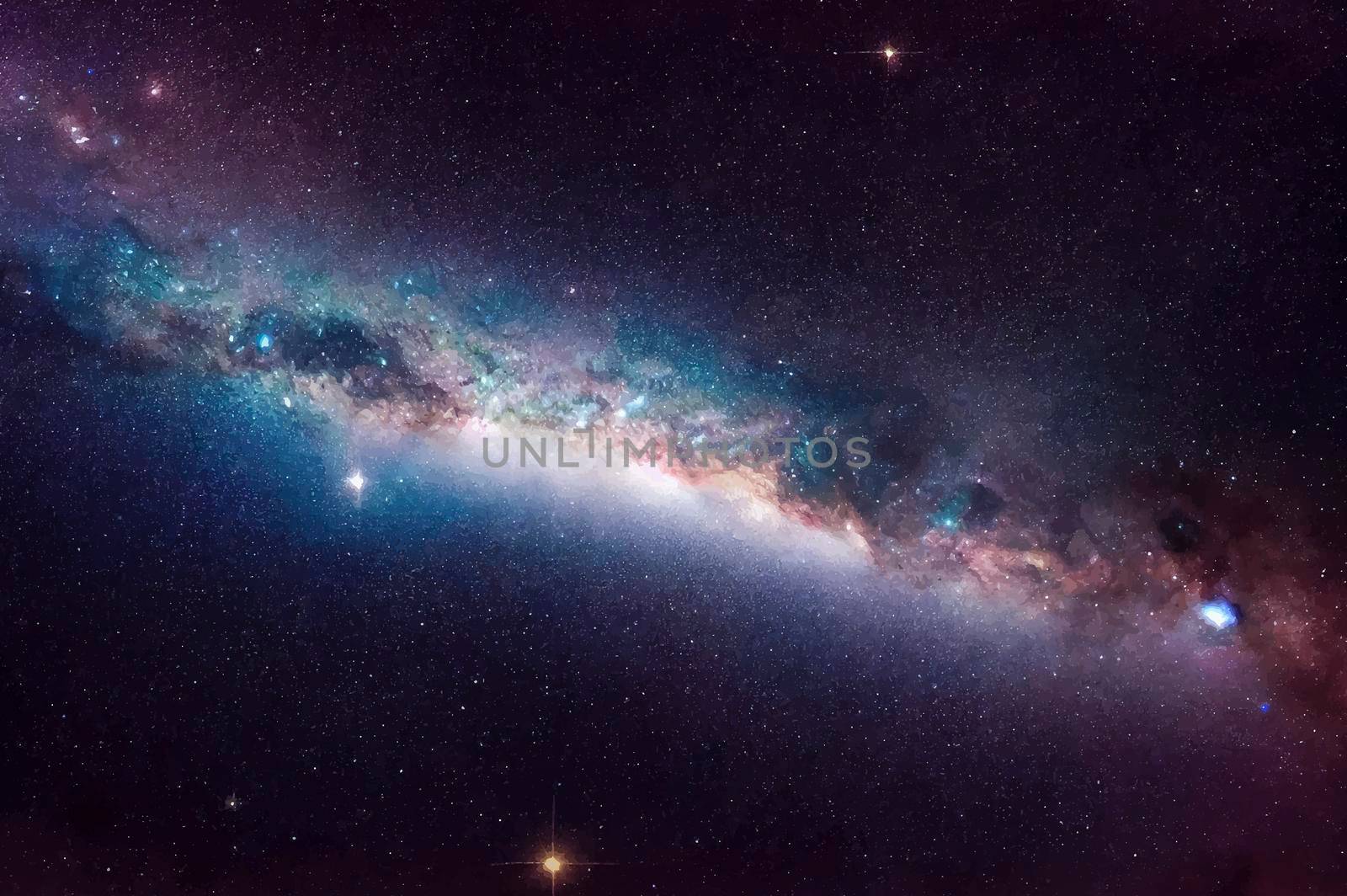 Galaxy with stars and space dust in the universe. galaxy 2d illustration