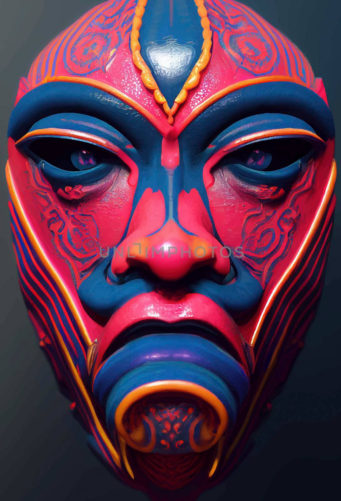 realistic illustration of oni mask. oni mask illustration. by JpRamos