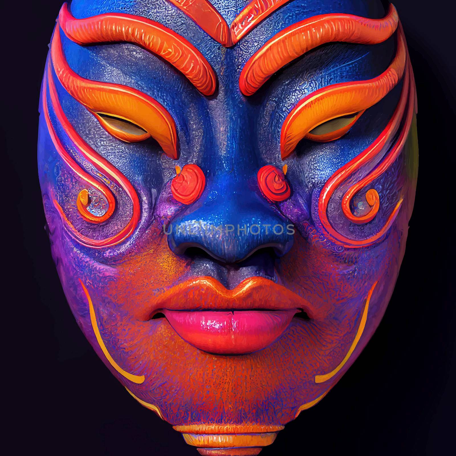 realistic illustration of oni mask. oni mask illustration. by JpRamos