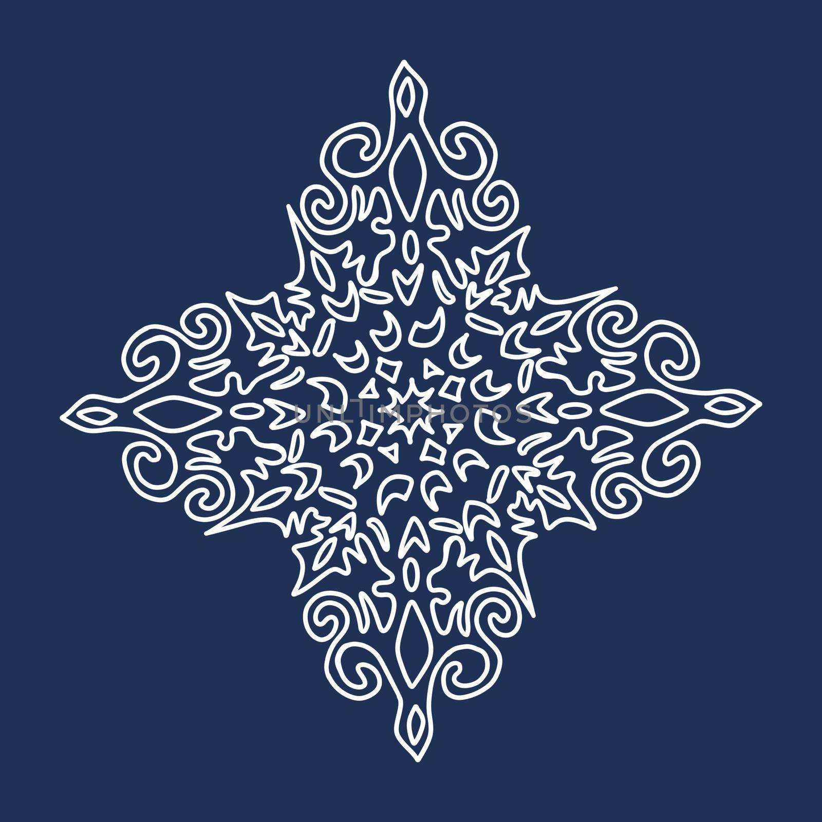 Decorative ornament on a blue background. Snowflake. by Olga_OLiAN