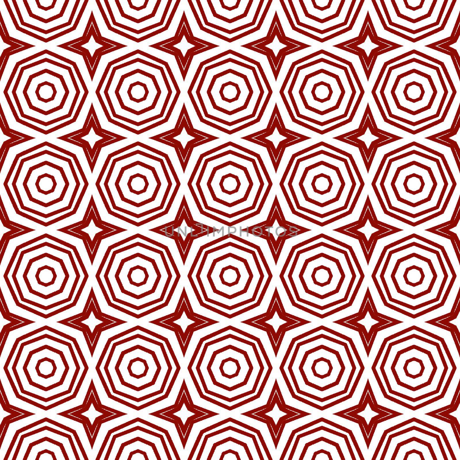 Ethnic hand painted pattern. Maroon symmetrical kaleidoscope background. Summer dress ethnic hand painted tile. Textile ready cute print, swimwear fabric, wallpaper, wrapping.