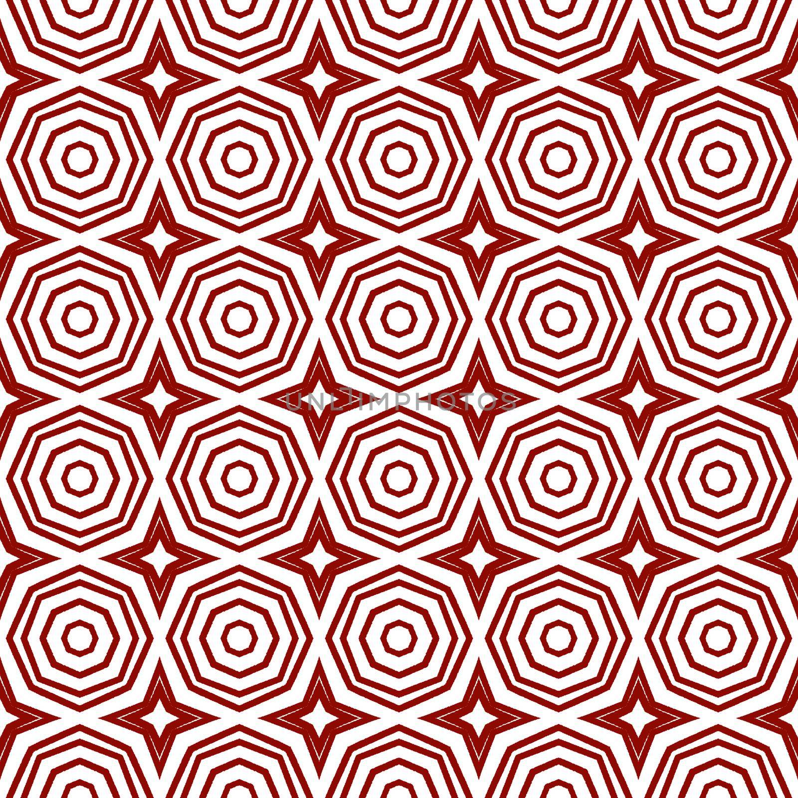 Ethnic hand painted pattern. Maroon symmetrical kaleidoscope background. Summer dress ethnic hand painted tile. Textile ready cute print, swimwear fabric, wallpaper, wrapping.