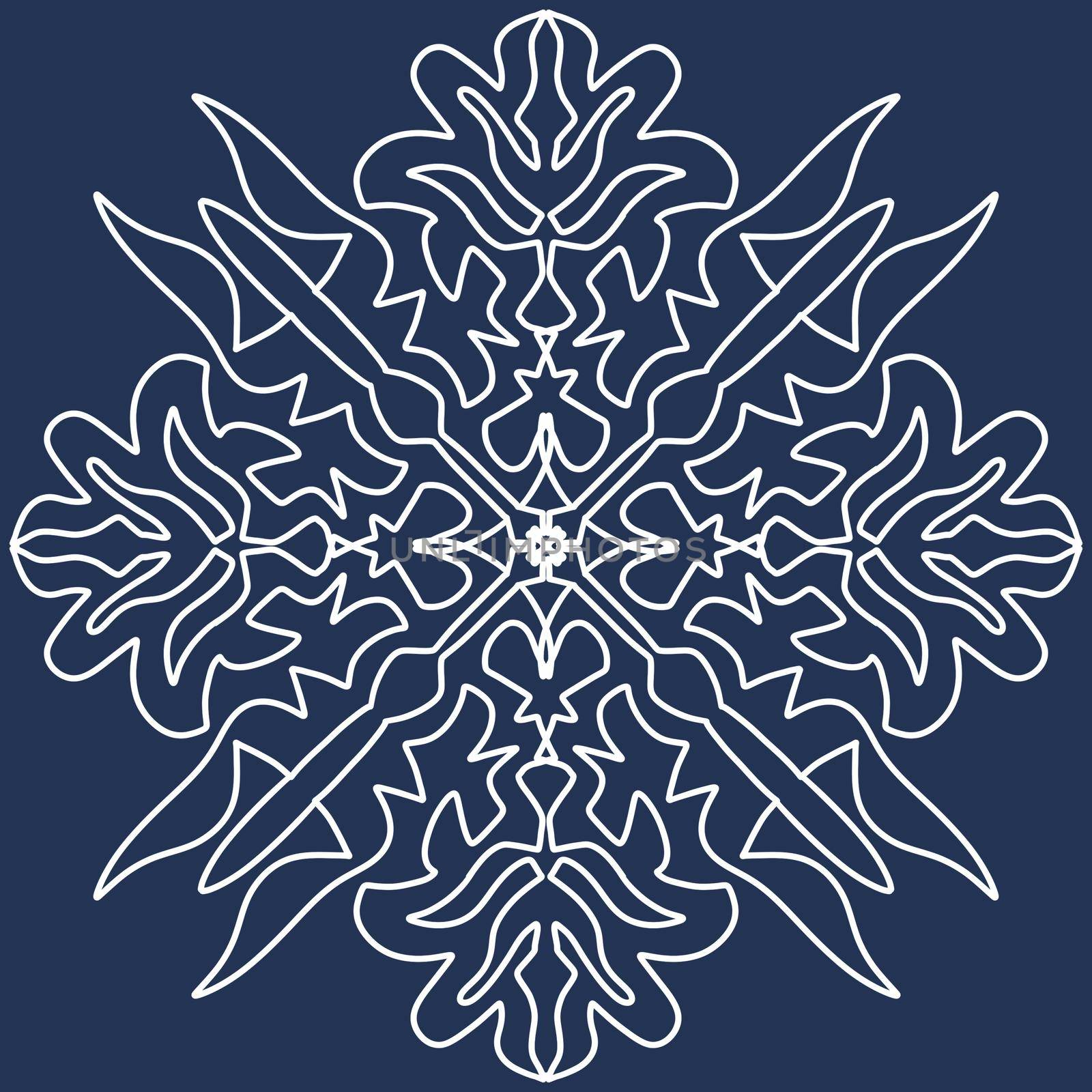 Decorative ornament on a blue background. Snowflake. by Olga_OLiAN