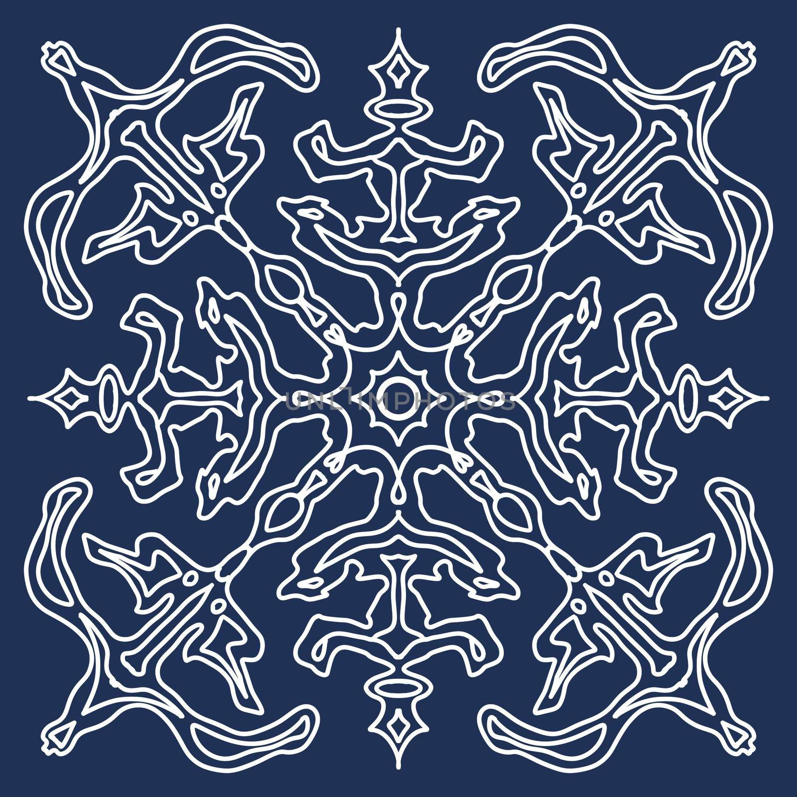 Decorative ornament on a blue background. Snowflake. by Olga_OLiAN