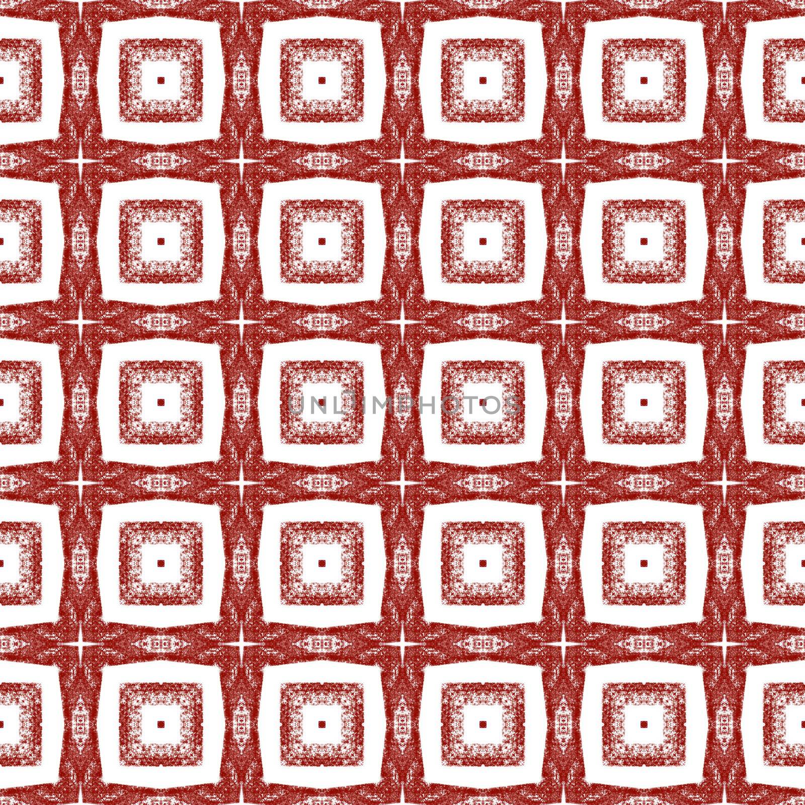 Exotic seamless pattern. Wine red symmetrical by beginagain