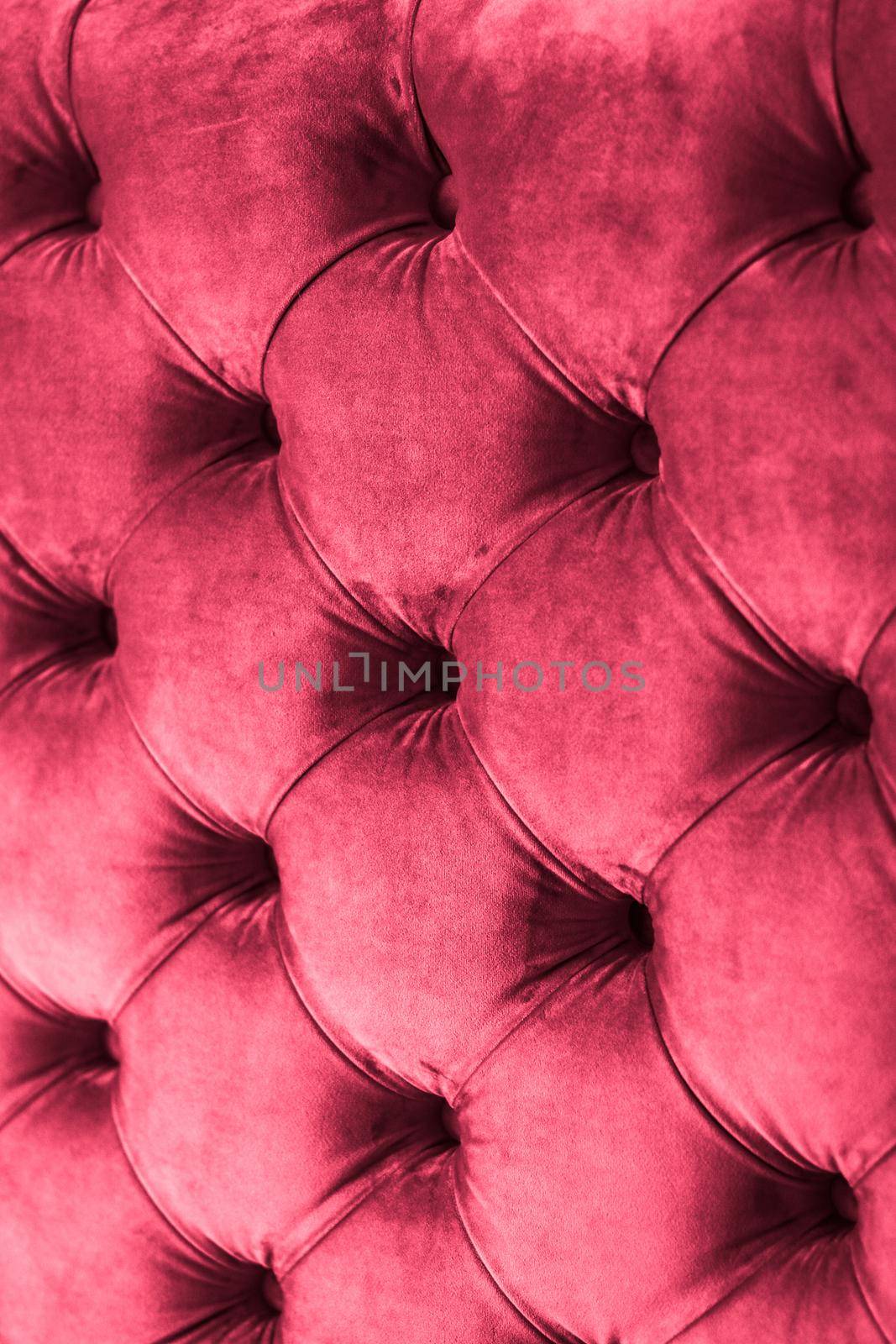 Pink luxury velour quilted sofa upholstery with buttons, elegant home decor texture and background by Anneleven