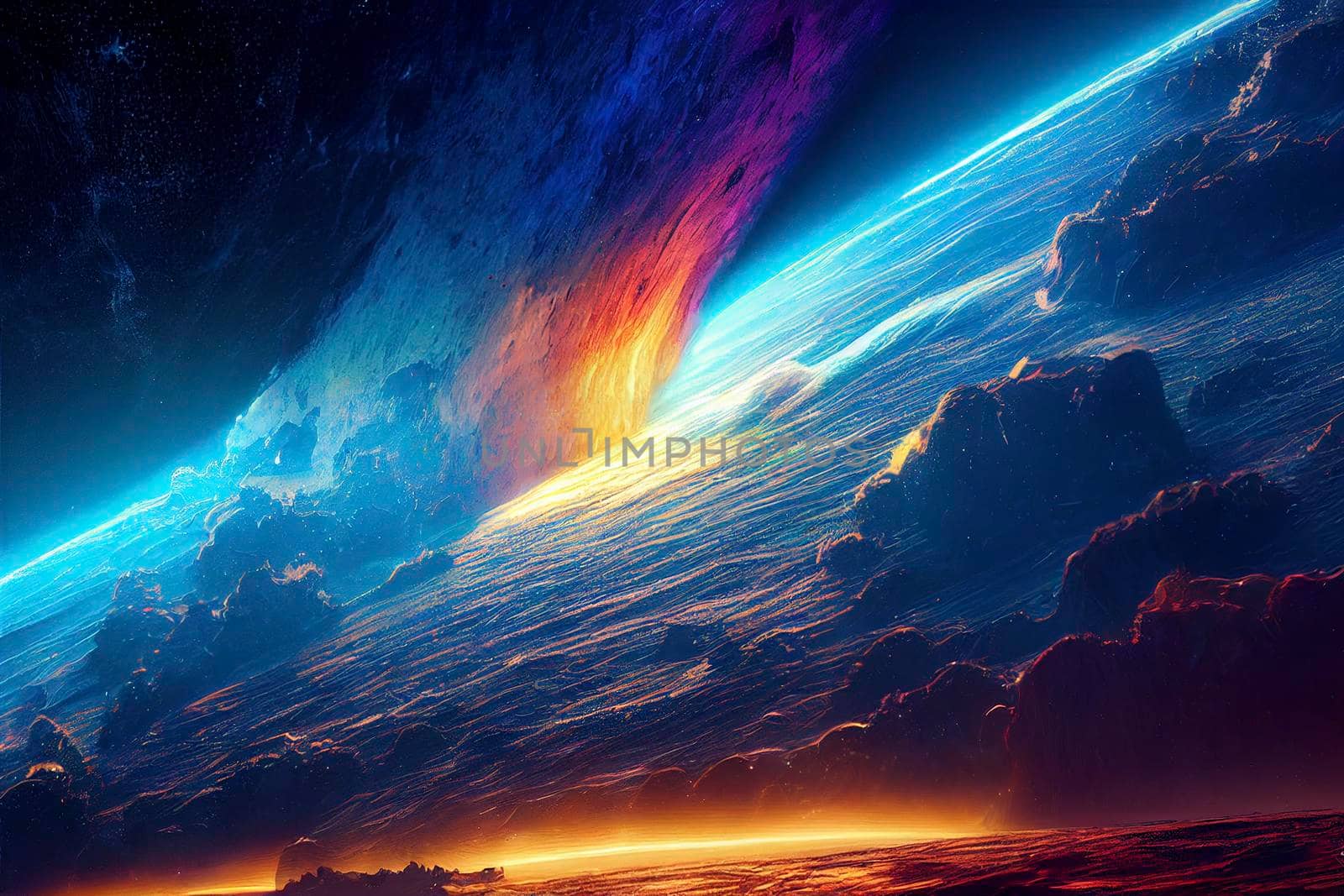 Endless universe with stars and galaxies in outer space. Cosmos art. CGI. by jbruiz78