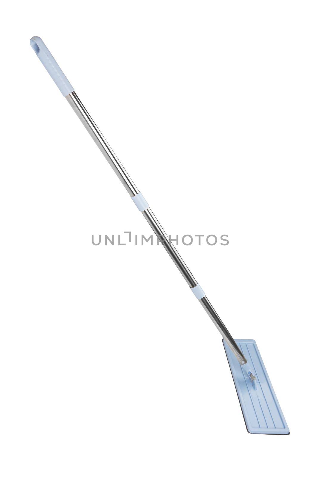 Blue plastic mop isolated on white background