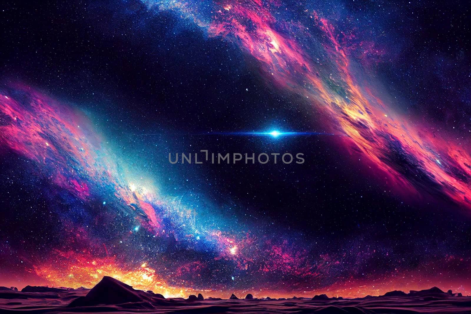 Endless universe with stars and galaxies in outer space. Cosmos art. CGI. by jbruiz78