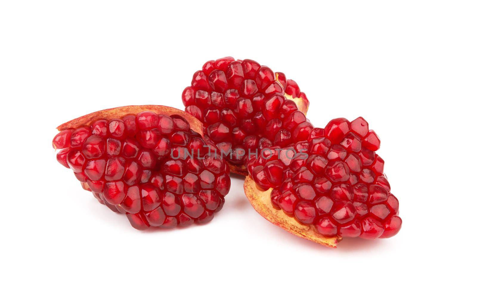 Sliced pomegranate path isolated on a white background