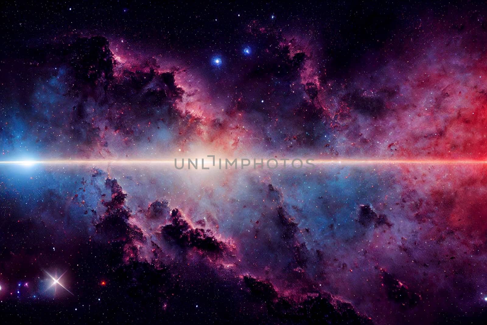 Endless universe with stars and galaxies in outer space. Cosmos art. CGI