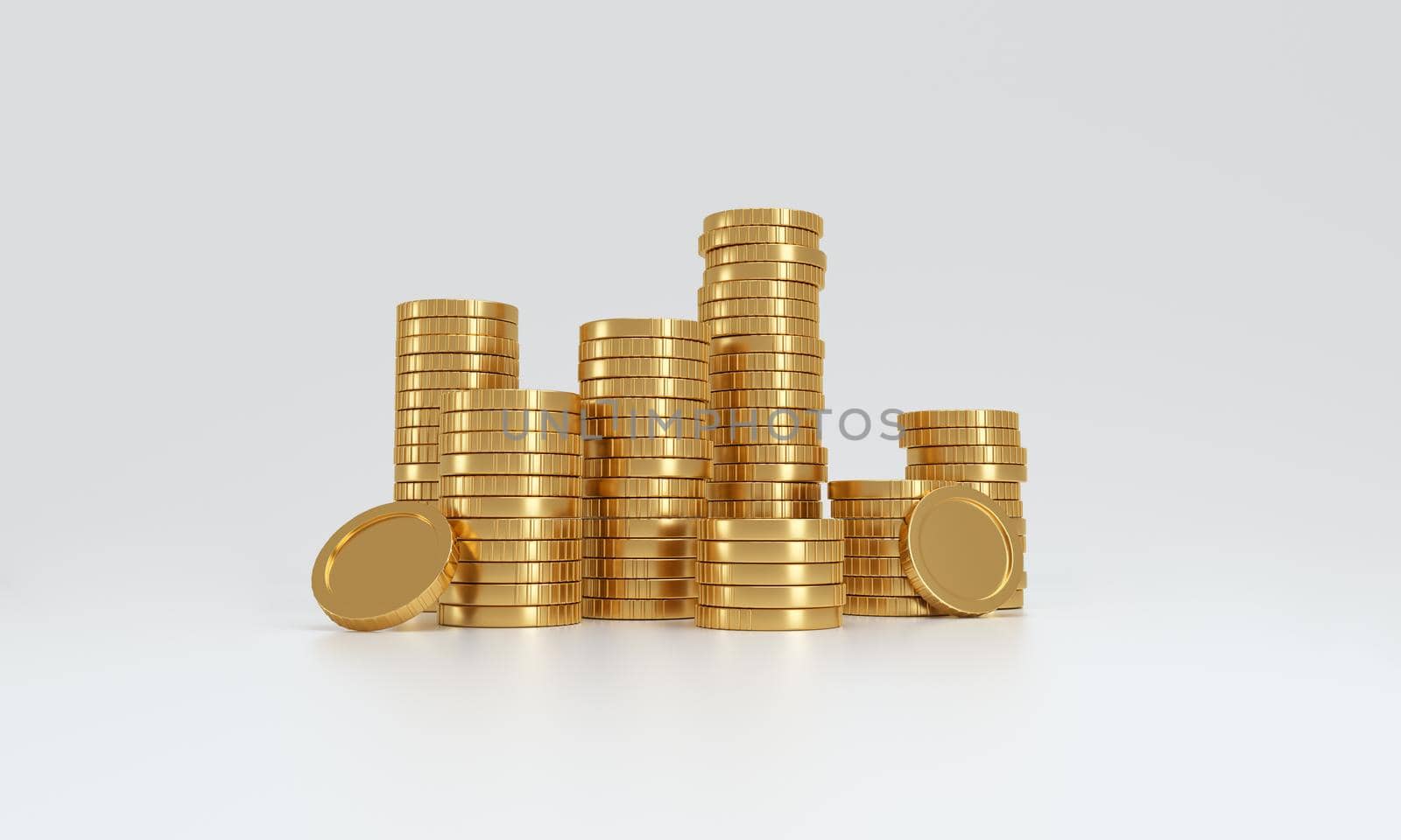Stack of gold coins on white background. prosperity concept. by ImagesRouges