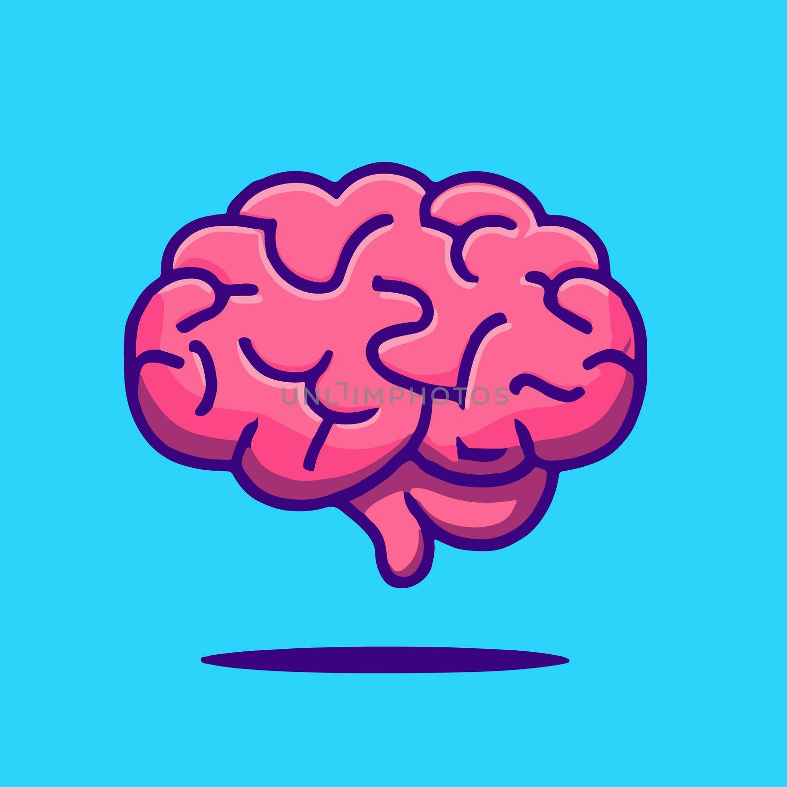 cartoon illustration of human brain.